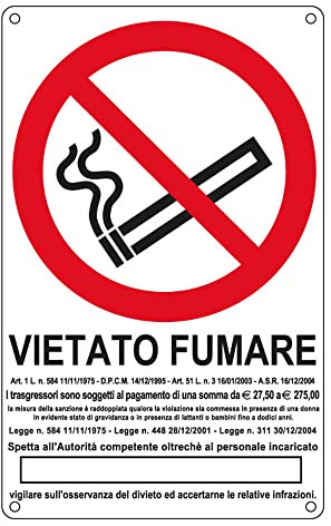 CARTELLI SEGNALATORI pz. 1 Cartello vietato fumare con legge E630105X