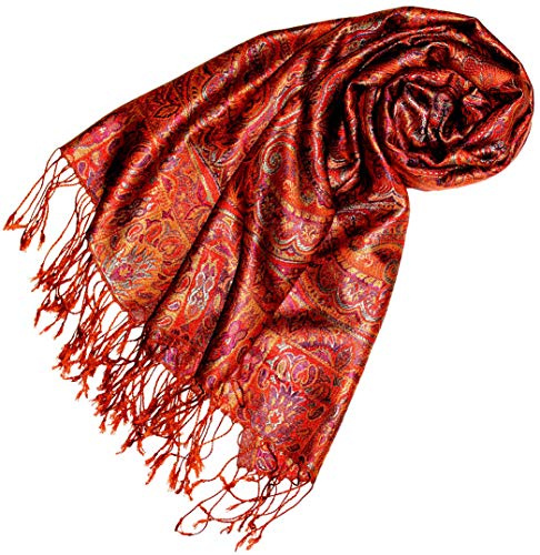 Lorenzo Cana dam pashminasjal sjal jacquardvävd 100 % siden 70 x 190 cm paisley mönster sidenhalsduk sidenhalsduk harmoniska färger