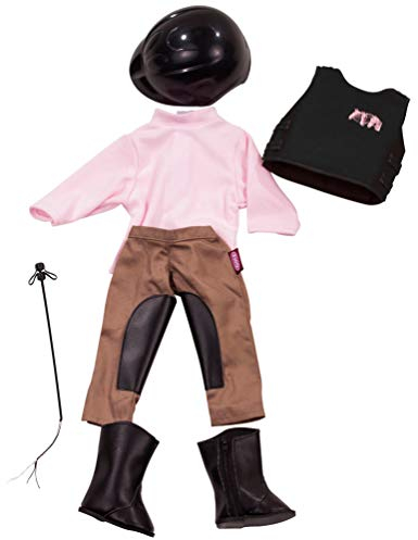 Götz 3401553 Kombination Reitspaß - Reiter Outfit Puppenbekleidung Gr. XL - 7-teiliges Bekleidungs- und Zubehörset für Stehpuppen 45 - 50 cm