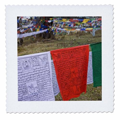 16x16 inch Quilt Square - Bhutan, Dochu La. Prayer Flags on The Hillside forest-AS04 BTH0016 - Brenda Tharp Bhutan