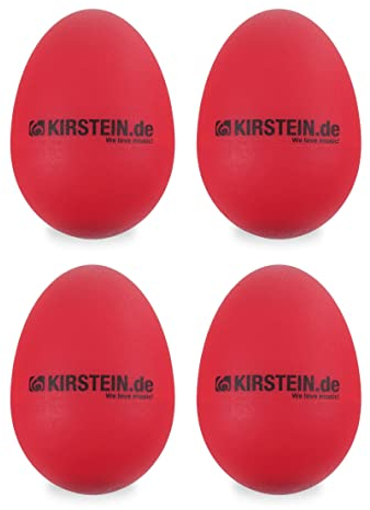 4x Kirstein ES-10R Egg Shaker (Light Version, Schüttelei, Percussion, Rassel, robuste Kunststoff-Hülle, durchsetzungsfähiger Klang) rot