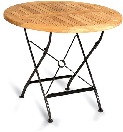 Sonnenpartner OXFORD Klapptisch rund 90 cm Eisen und Teakholz