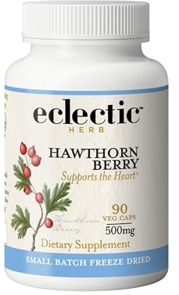 Eclectic Herb - Hawthorn Berry Capsules | Cardiovascular Support | Heart Health, Circulation & Digestion Support | US-Grown, Vegan, Non-GMO, Gluten Free (90 CT | 500 mg)