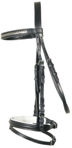 Trensenzaum Kettenstirnband schwarz-weiß Cob