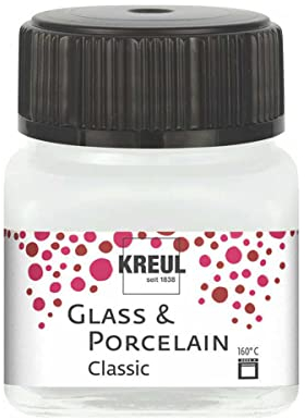 KREUL 16200 - Glass & Porcelain Classic cremeweiß, im 20 ml Glas, brillante Glas- und Porzellanmalfarbe auf Wasserbasis, schnelltrocknend, deckend