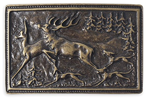 Unbekannt Hirsch Gürtelschnalle Hirschmotiv Schnalle : Gürtelschliesse Jagd - Buckle eckig Hirsch Jäger Farbe: messing