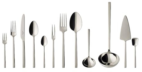 Villeroy & Boch - La Classica Besteckset 70-teilig Silber, Spülmaschinenfest, Besteck Set für 12 Personen, Besteckset Platin, Besteck, Edelstahl