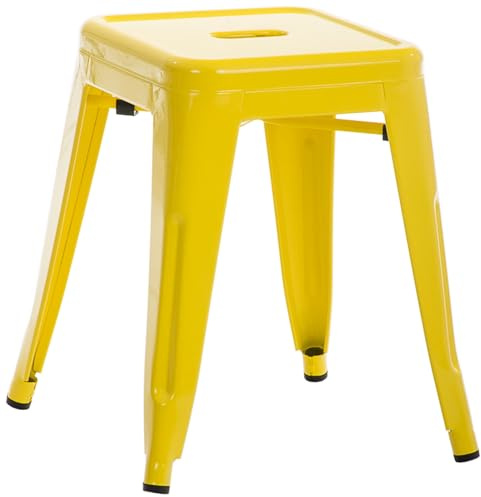 CLP Hocker Armin I Metallhocker stapelbar und pflegeleicht I Stapelhocker bis 200 kg belastbar I Sitzhöhe 46 cm | Farbe gelb