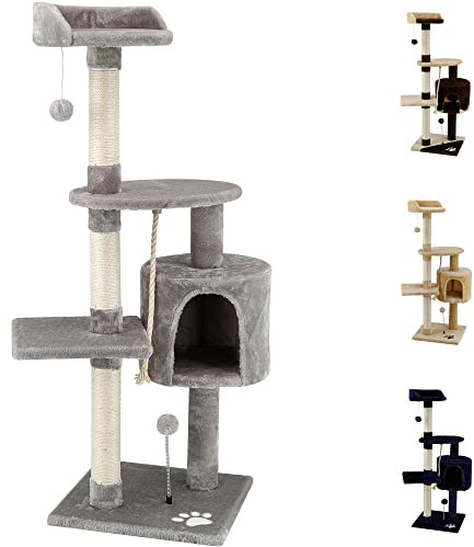 Beltom® TIRAGRAFFI PER GATTO ALTO 112 CM PARCO GIOCO GIOCHI GRAFFIATOIO SISAL CUCCIA ALBERO GATTI TIRA GRAFFI PALESTRA - Grigio