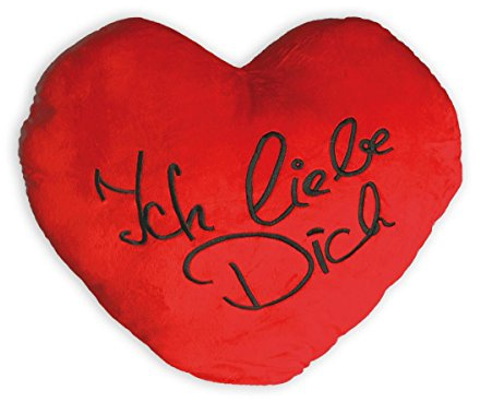 Close Up Herz Kissen XXL | Herzförmiges Kissen mit Ich Liebe Dich Schriftzug | rotes Plüschkissen | mit bestickter Botschaft | Für den Jahrestag, Valentinstag ... | 60 x 45 cm