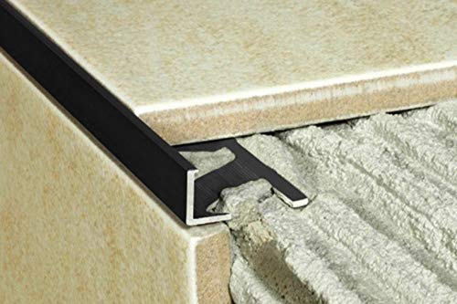 2 mètres alu anodisé carrelage Barette de bord Profil alu Baguette carrelage 8mm, A50 - Noir