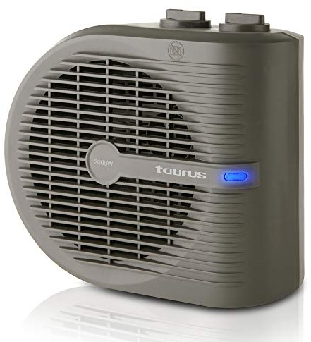 Taurus Tropicano 2.5 - Calefactor, termoventilador, 2 posiciones de calor + función ventilador, 2000 W, termostato regulable, asa de transporte, compacto, silencioso, gris 946877