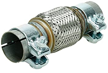 ECD Germany Tubo Flessibile di Scarico Marmitta 50 x 100 mm Flex in Acciaio Inox Rinforzato Universale Sistema Impianto Gas Scarico Saldatura con 2 Morsetti Fascette pinze per Auto