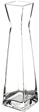 WGV Gathering Bud Vase, Width 3, Height 12, Clear Tall Square Block Concaved Glass Floral Container Centerpiece Planter for Wedding Party Event Home Office Decor, 1 Piece