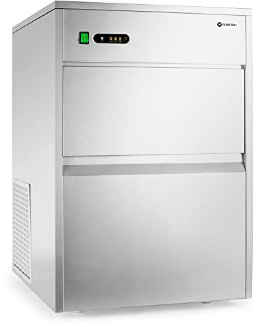 Klarstein Powericer Professional Ice Cube Machine - ice cube maker, ice maker, LED, tasteless lining, very quiet, stainless steel, storage compartment, 145 W, 50 kg/24h, Silver