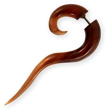 Fly Style 1 Stück Fake Spirale Piercing Expander - Ohrring aus Horn oder Knochen mit Schraubverschluss