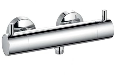 KLUDI BOZZ Thermostat-Brausearmatur (352030538), Wandmontage, Chrom, Sicherheitssperre 40 °C, 18 l/min, Brauseanschluss G1/2