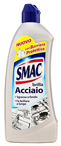 Smac - Brilla Acciaio, Detergente Crema, Azione Anticalcare e Lucidante, con Barriera Protettiva 500 ml