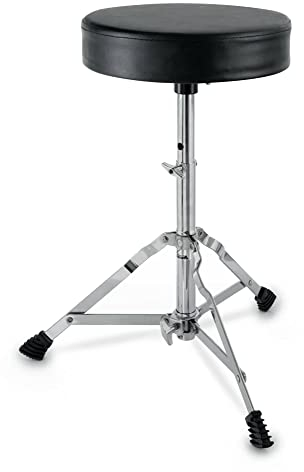 XDrum Schlagzeughocker Semi - Höhenverstellbarer Drum Hocker, verstellbar von 50-62 cm - DREI stabile Standbeine mit Gummifüßen, zusammenklappbar - Extra Dicke 4 cm Polsterung für bequemen Sitz