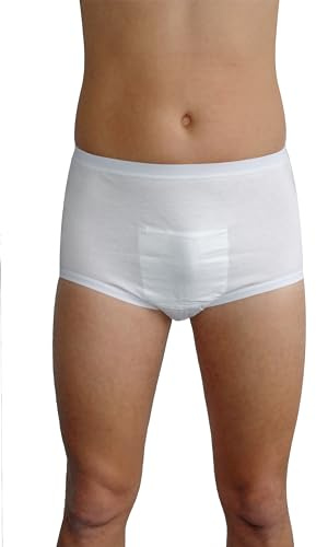 Hydas Herren Inkontinenz Schutzhose mit speziellem Einsatz für Vlieseinlagen, Baumwolle, wiederverwendbar Gr. 7