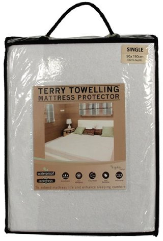 Cosy Touch Bedding Terry Towel Towelling Waterproof Fitted Sheet Mattress Pillow Protector Covers - Single Bed (90cm x 190cm)