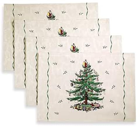 Spode - Tischsets, Urlaubs-Küchenzubehör, Weihnachtsdekoration, 4er-Set Weihnachtsbaum-Kollektion