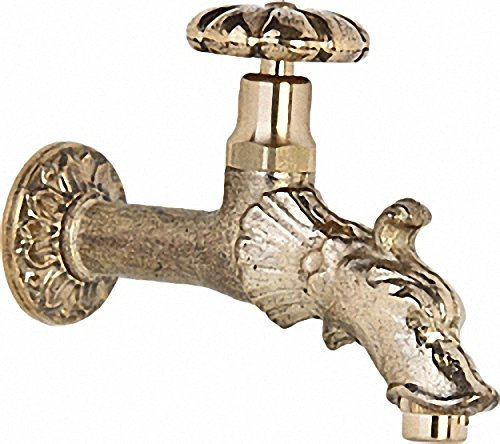 Auslaufventil mit Drehgriff in Bronze mit Rosette- Wandanschluss 1-2''