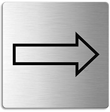 Señal Placa en acero inox 85x85 mm Dirección Flecha No.8918