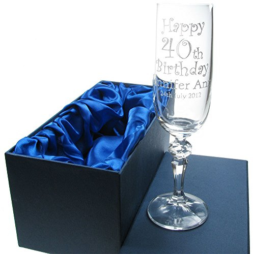 De Walden 60th Birthday Engraved Crystal Champagne Flute | Personalised, Lead-Free Crystal, Prosecco Glass, Sixtieth Birthday, Mum, Nan, Wife, Dad, Grandad, Husband