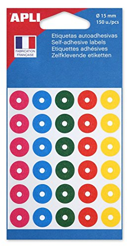 Apli 11335 – Beutel mit 150 Ösen, verschiedene Farben, Durchmesser 15 mm