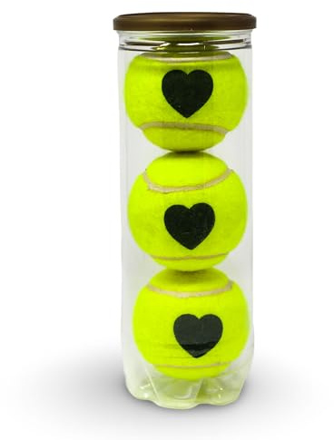 Price's Heart Motif Tennis Balls ITF Standard Made in the UK (1 x 3 Ball Tube)