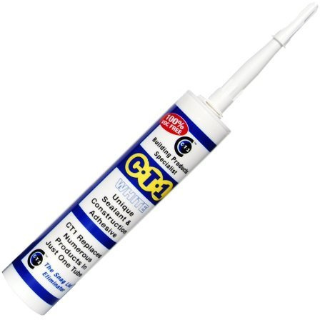 2 x CT1 Unique Sealant Construction Builders Standard Multi All Purpose Silicone Mastic Extra Strong Adhesive Glue 290ML in White by CT1