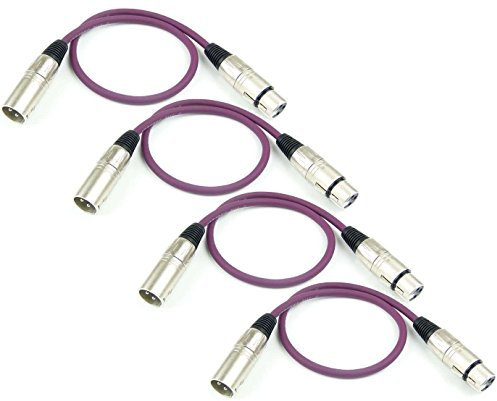 Adam Hall Cables 4 Stück K3MMF0050PUR Mikrofonkabel XLR female auf XLR male DMX Audio Kabel 3 pol polig (0,5 m, Lila, 4)