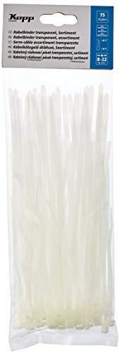 Kopp 356800097 Kabelbinder, Sortiment: je 25 Stück: 100, 150 und 200 mm, transparent