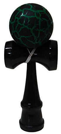 Green/Black Crackle Kendama with Black Handle