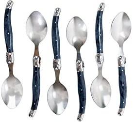 Pradel Excellence - Laguiole Suppenlöffel, Edelstahl, Grauer Marmorgriff, Elegantes Design, Geschenkbox für den täglichen oder festlichen Gebrauch