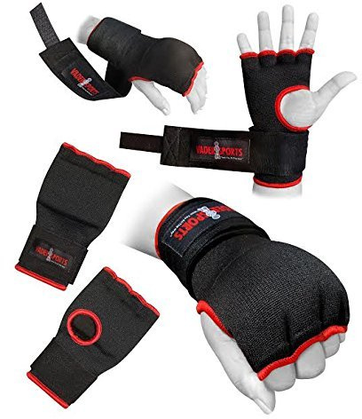 Pro träning boxningsgel inre handskar handwrap svart vadderade bandage vantar handske boxning MMA snabba handomslag knytnäve skydd (små/barn 9-12 år)
