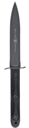 KA-BAR John Ek Commando Knife Co. - EK44 a 6.625 inch 1095 Cro-Van Steel Blade sets in a Glass Filled Nylon Handle 12.625 inch Overall. 56-58 HRC Made in USA