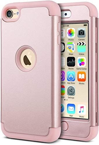 ULAK für iPod 7 Hülle, iPod Touch 5/6 Hybrid Kratzfeste Schutzhülle, Rosé | 360 Grad Soft Silikon Stoßfest Schutzhülle Tasche, Bumper Case Cover für iPod Touch 5/6/7 Generation