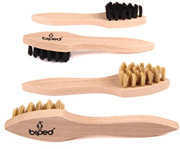 biped 4 Stück Cremebürste Tiegelbürste Schuhbürste Auftragebürste Feste Borsten z2346(2 x hell / 2 x dunkel)