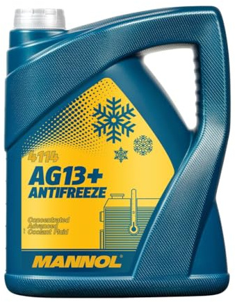 MANNOL 4114 Antifreeze AG13+ Advanced Kühlerfrostschutz Konzentrat, 5L | Hybride HOAT-Technologie, ganzjähriger Frostschutz, schützt Aluminium, Kupfer und Messing vor Korrosion, erfüllt ASTM D3306