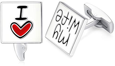 HONEY BEAR 1 Paar Herren Manschettenknöpfe Cufflinks Edelstahl I Love My Wife