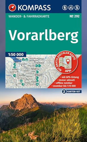KOMPASS Wanderkarten-Set 292 Vorarlberg (2 Karten) 1:50.000: inklusive Karte zur offline Verwendung in der KOMPASS-App. Fahrradfahren. Skitouren. Langlaufen.