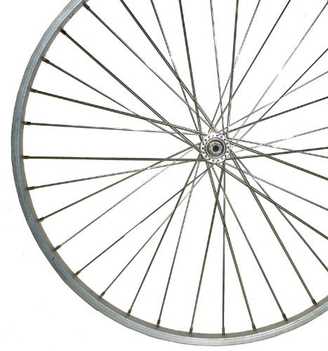 27 FRONT BIKE WHEEL, SOLID AXLE HUB, SILVER ALLOY RIM (ETRTO 630X18), CHEAP NEW