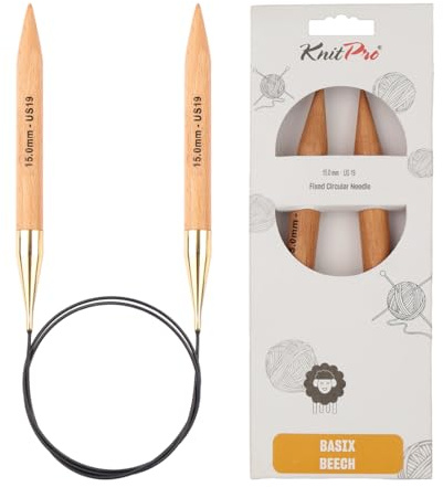 KnitPro K35339 Ferri circolari per Lavorare, Legno di Betulla, Beige, 80 cm x 15.00 mm