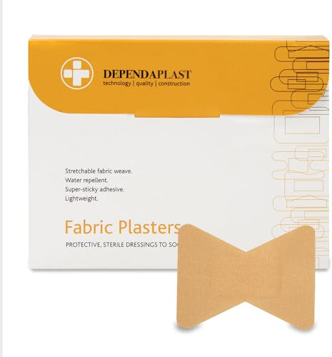 Dependaplast Advanced Fabric Plasters Fingertip - Latex-Free, Washproof, Extra Flexible, Low-Allergy Adhesive, Lightweight Stretch - Box of 50