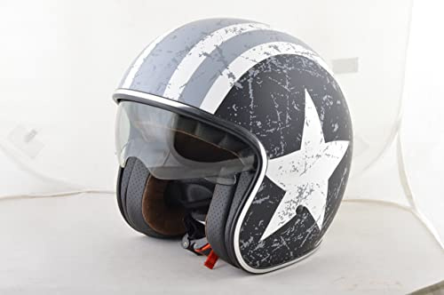 Origine Helmets 202537028101802 Sprint Rebel Star Öppen Ansiktshjälm, Vit/Grå, XS