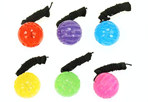 ELLUG 6er Set Springball/Returnball/Flummi Neon Armband&Schnur Ø5,5cm blinkt und leuchtet (9800101)