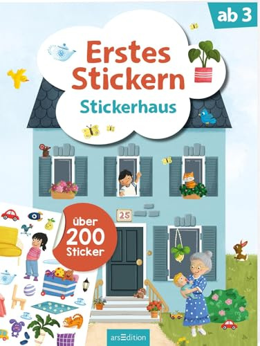 Erstes Stickern – Stickerhaus: Über 200 Sticker | Erstes Stickerheft für Kindergartenkinder ab 3 Jahren