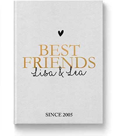 Rundfux® Best Friends | Erinnerungsalbum Freundschaft – Personalisiertes Geschenk + Namen beste Freunde + Datum | Freundebuch Erwachsene